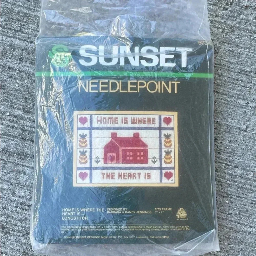 Sunset Needlepoint Home is Where the Heart Is Longstitch NEW NOS 5x7